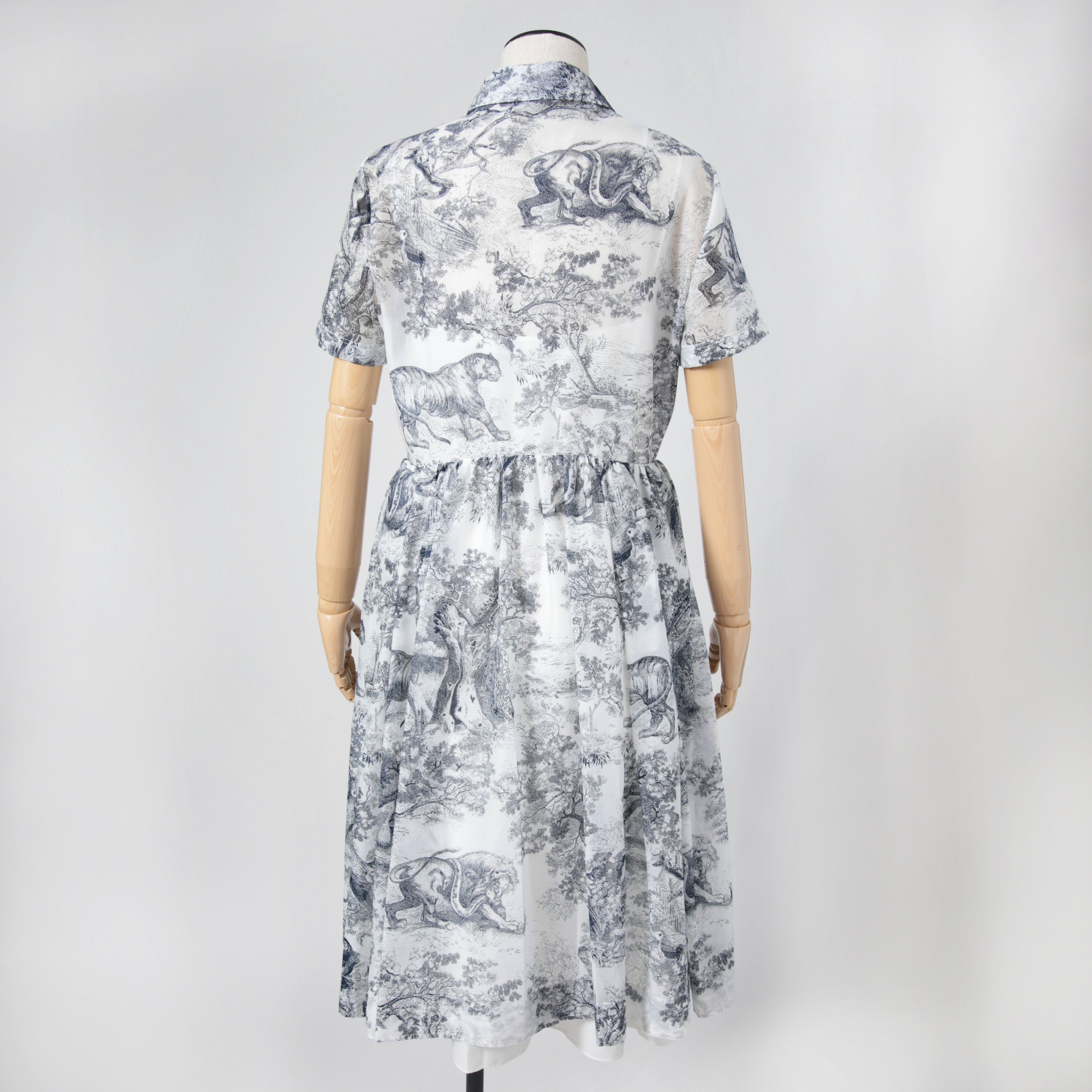 25年 新作 定価68万 美品 Christian Dior ディオール / ミディ シャツ ドレス / トワル ドゥ ジュイ / コットンモスリン / size 40 WHITE