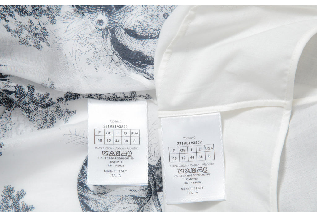 25年 新作 定価68万 美品 Christian Dior ディオール / ミディ シャツ ドレス / トワル ドゥ ジュイ / コットンモスリン / size 40 WHITE