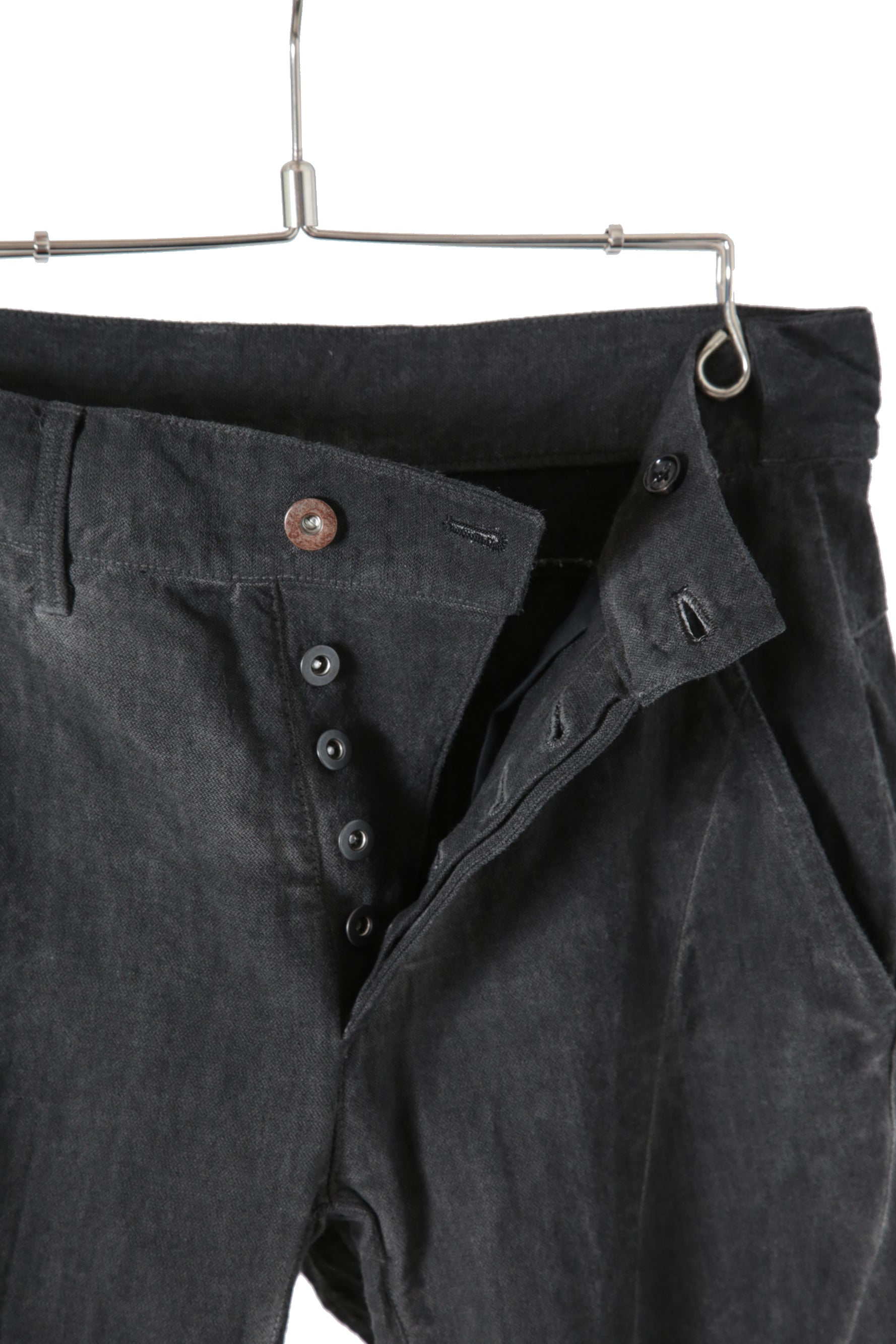 美品 D.HYGEN ディーハイゲン / 22SS Cotton Linen Stretch Denim Overlock Twist Curve Slim Pants / size 2 (SUMI BLACK) パンツ