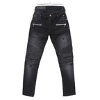 BALMAIN バルマン / 美品 ストレッチデニム バイカーパンツ クラッシュ加工 / BALMAINロゴ刺繍 刻印ボタン付き / スキニー デニム / size 28 (BLACK)