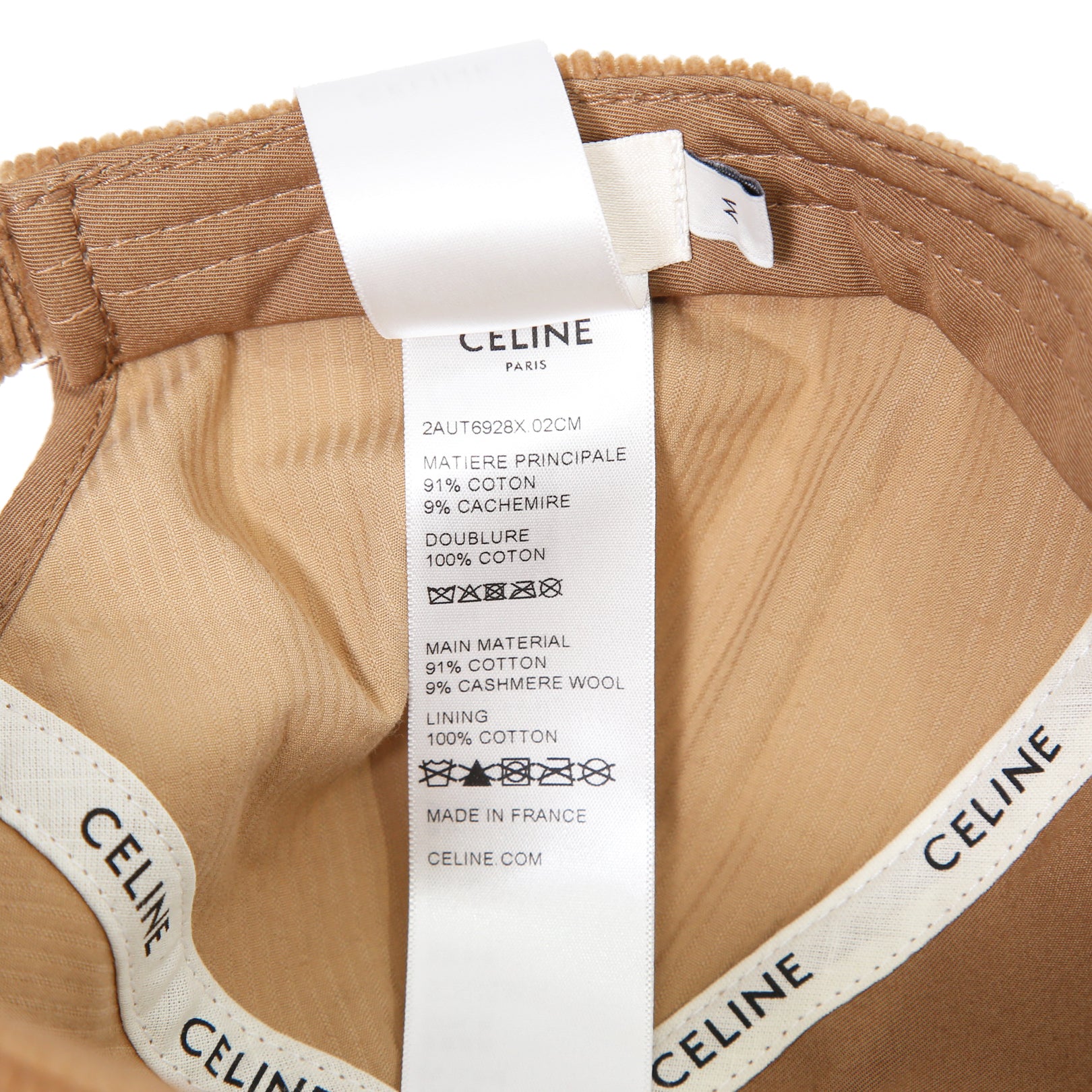 新品 CELINE セリーヌ / トリオンフ ベースボールキャップ / コットン カシミア コーデュロイ / 2AUT6928X.02CM / size M (BEIGE)