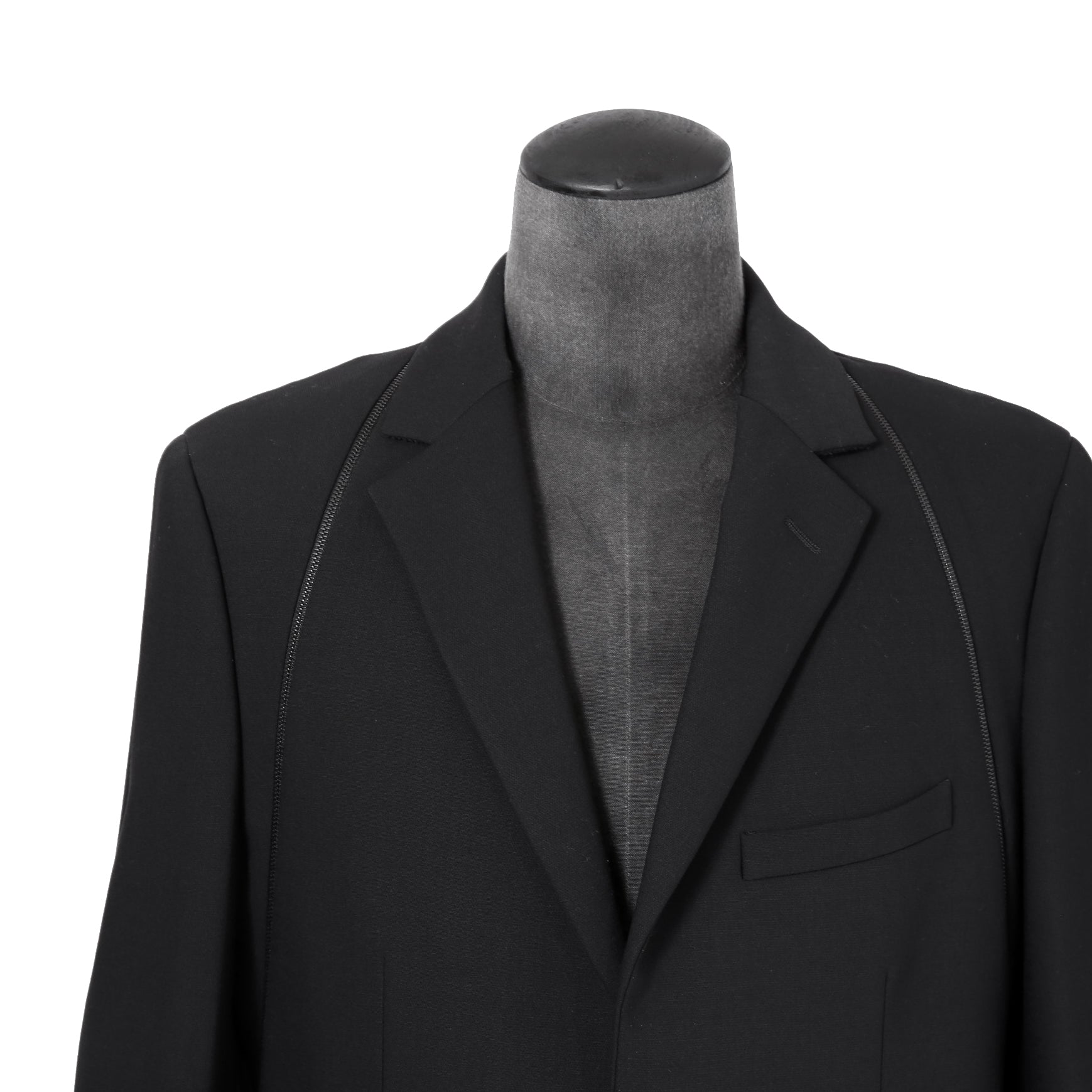 新品 FENDI フェンディ / 21AW ジップアップ ディティール 2B テーラード ジャケット / ブレザー / FJ0642 AGYA / size 48 (BLACK x BLUE)