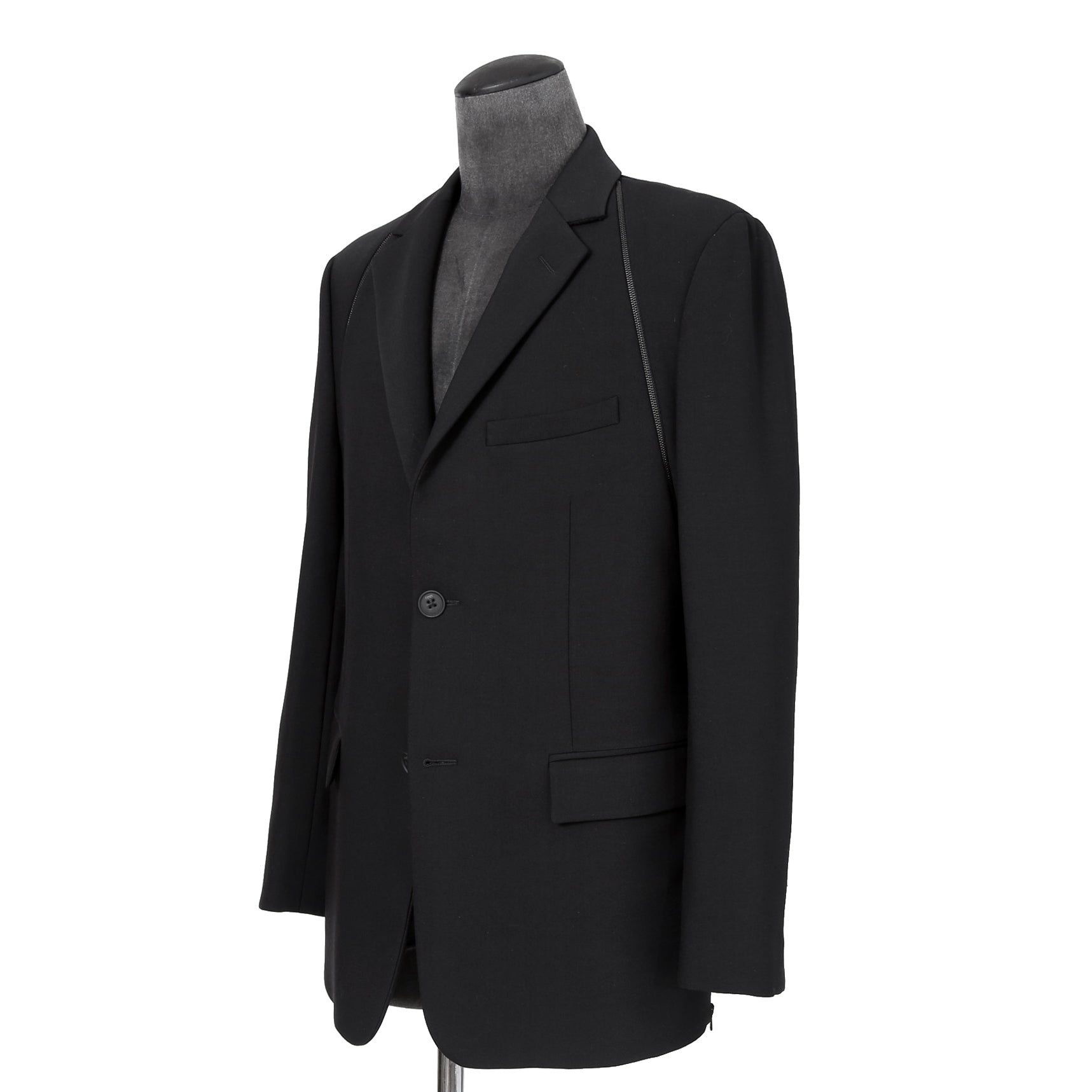 新品 FENDI フェンディ / 21AW ジップアップ ディティール 2B テーラード ジャケット / ブレザー / FJ0642 AGYA / size 48 (BLACK x BLUE)