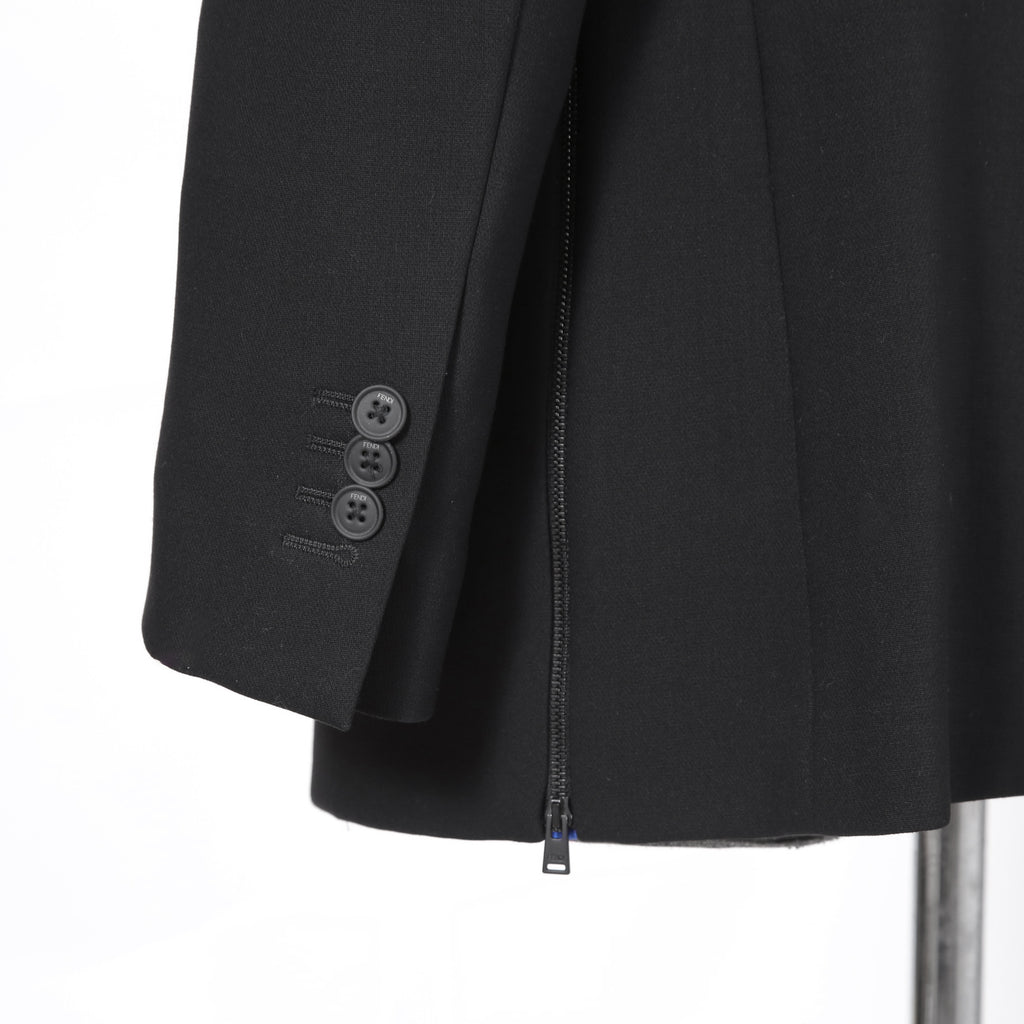 新品 FENDI フェンディ / 21AW ジップアップ ディティール 2B テーラード ジャケット / ブレザー / FJ0642 AGYA / size 48 (BLACK x BLUE)