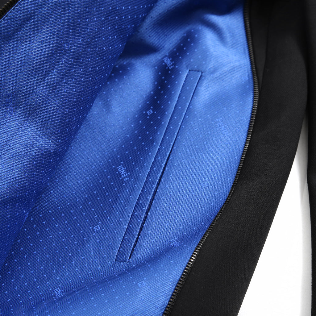 新品 FENDI フェンディ / 21AW ジップアップ ディティール 2B テーラード ジャケット / ブレザー / FJ0642 AGYA / size 48 (BLACK x BLUE)