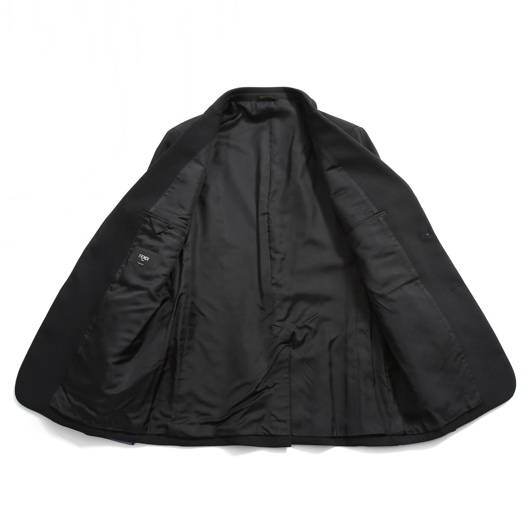 新品 FENDI フェンディ / 21AW ジップアップ ディティール 2B テーラード ジャケット / ブレザー / FJ0642 AGYA / size 48 (BLACK x BLUE)