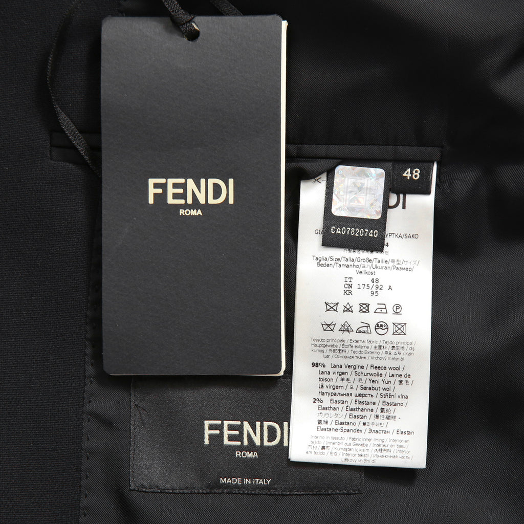 新品 FENDI フェンディ / 21AW ジップアップ ディティール 2B テーラード ジャケット / ブレザー / FJ0642 AGYA / size 48 (BLACK x BLUE)