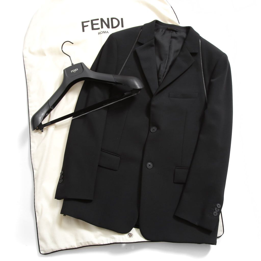 新品 FENDI フェンディ / 21AW ジップアップ ディティール 2B テーラード ジャケット / ブレザー / FJ0642 AGYA / size 48 (BLACK x BLUE)