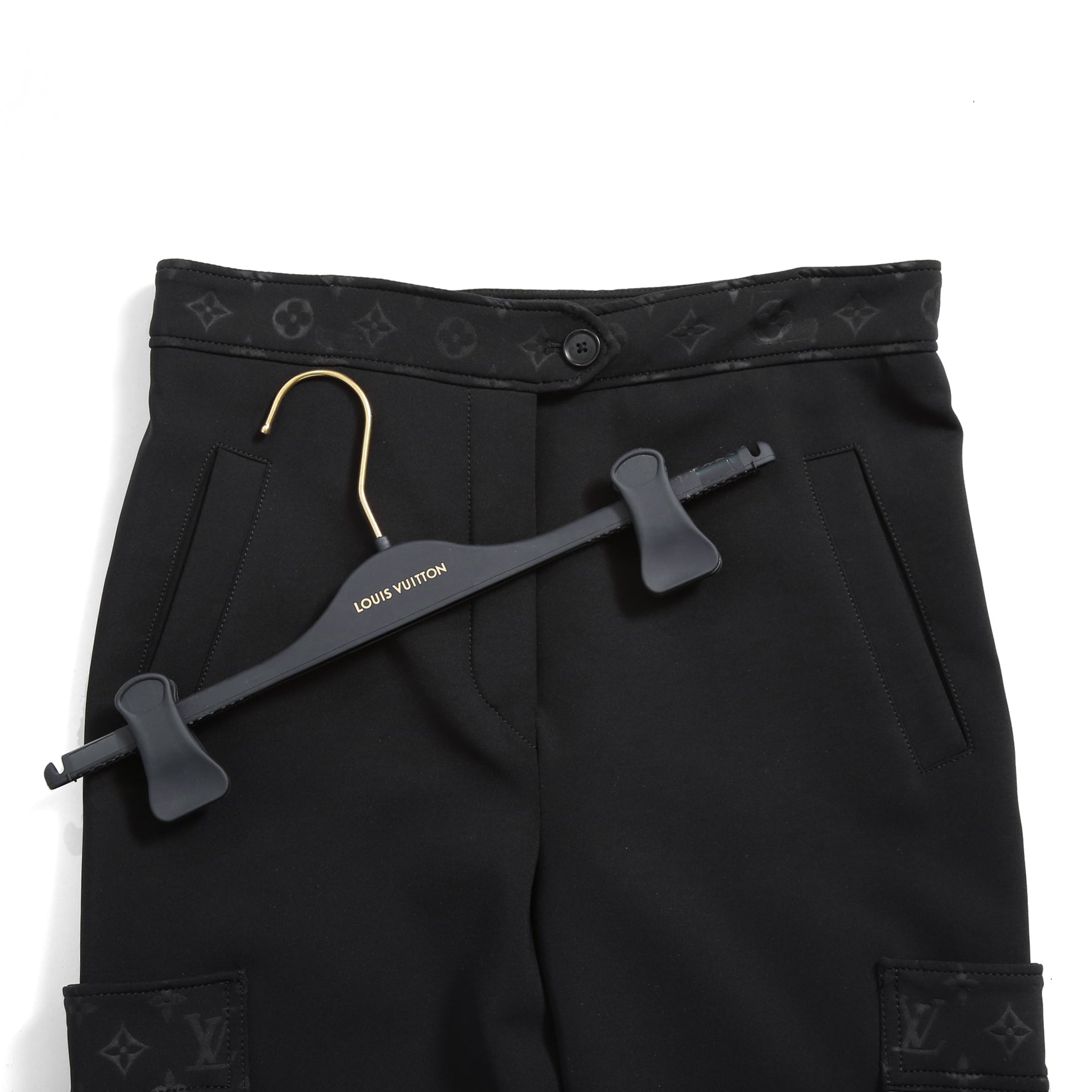 LOUIS VUITTON ルイヴィトン / 22SS 美品 モノグラムディテールカーゴ パンツ / 1A9EQA / size 38 (BLACK)