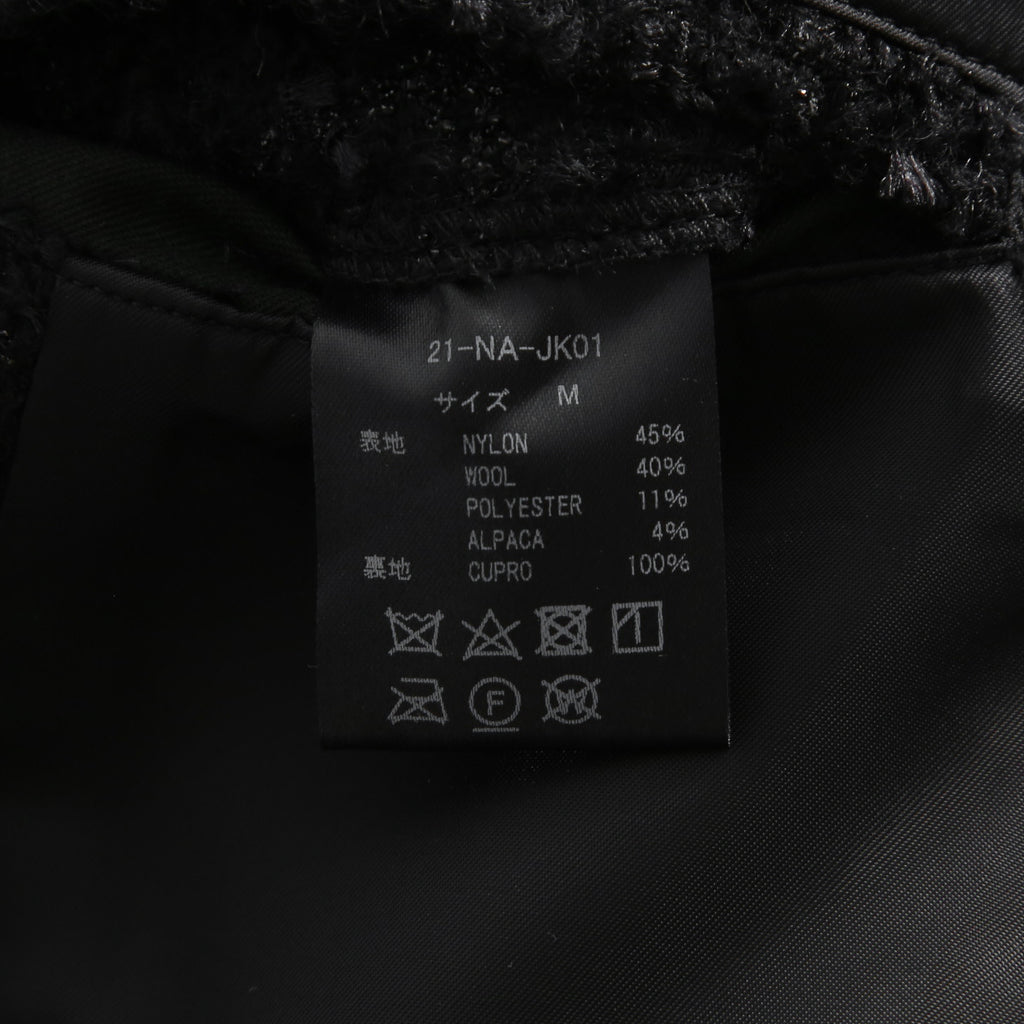 NOTANDUM ノウタンダム / 21AW ラメ糸混 オリジナル ツイード ノーカラー ジャケット / 21-NA-JK01 / size M (BLACK)