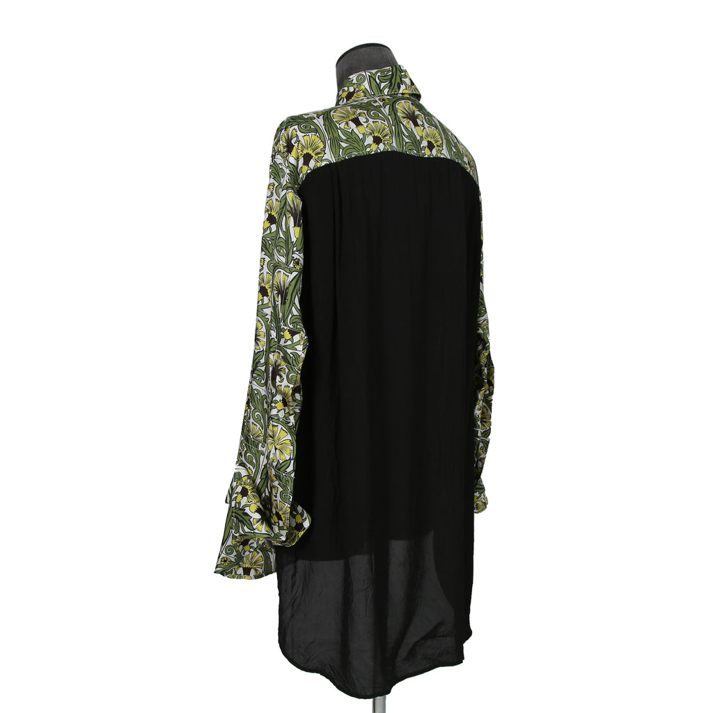 LOEWE x William De Morgan/ 2019 ロエベ x ウィリアム・ド・モーガン / イエローカーネーション プリント シルク 長袖シャツ / size M (YELLOW x GREEN)