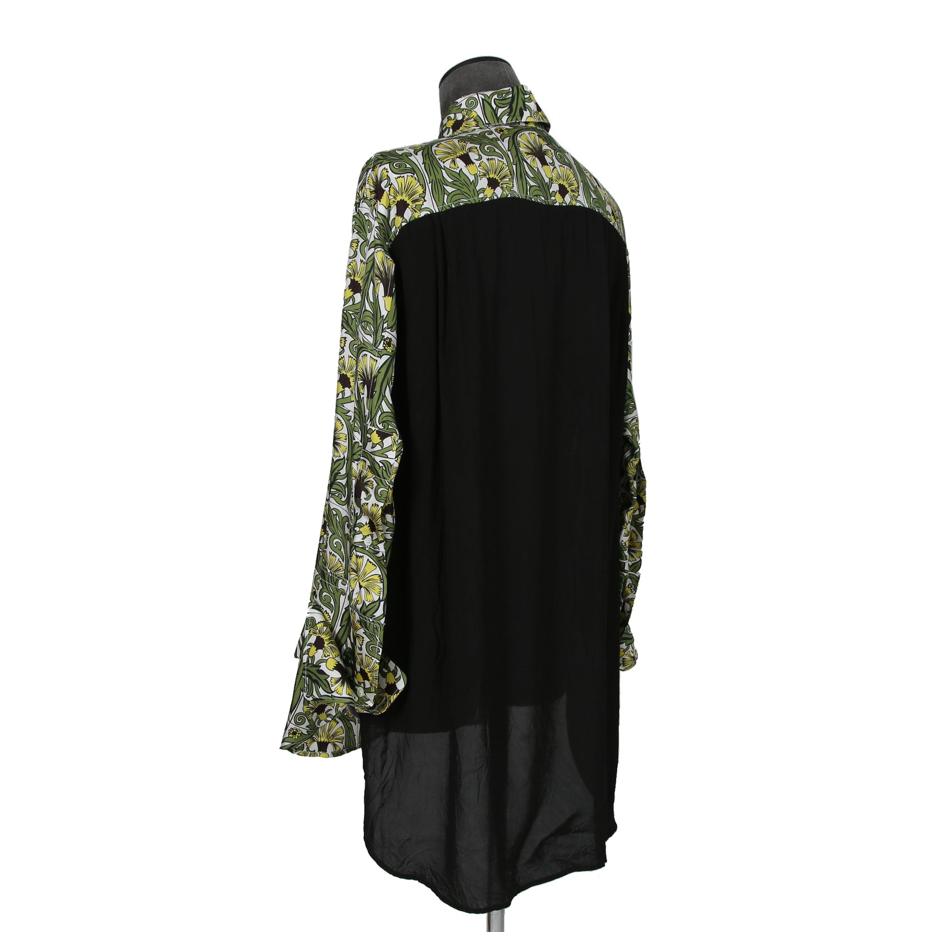 LOEWE x William De Morgan/ 2019 ロエベ x ウィリアム・ド・モーガン / イエローカーネーション プリント シルク 長袖シャツ / size M (YELLOW x GREEN)