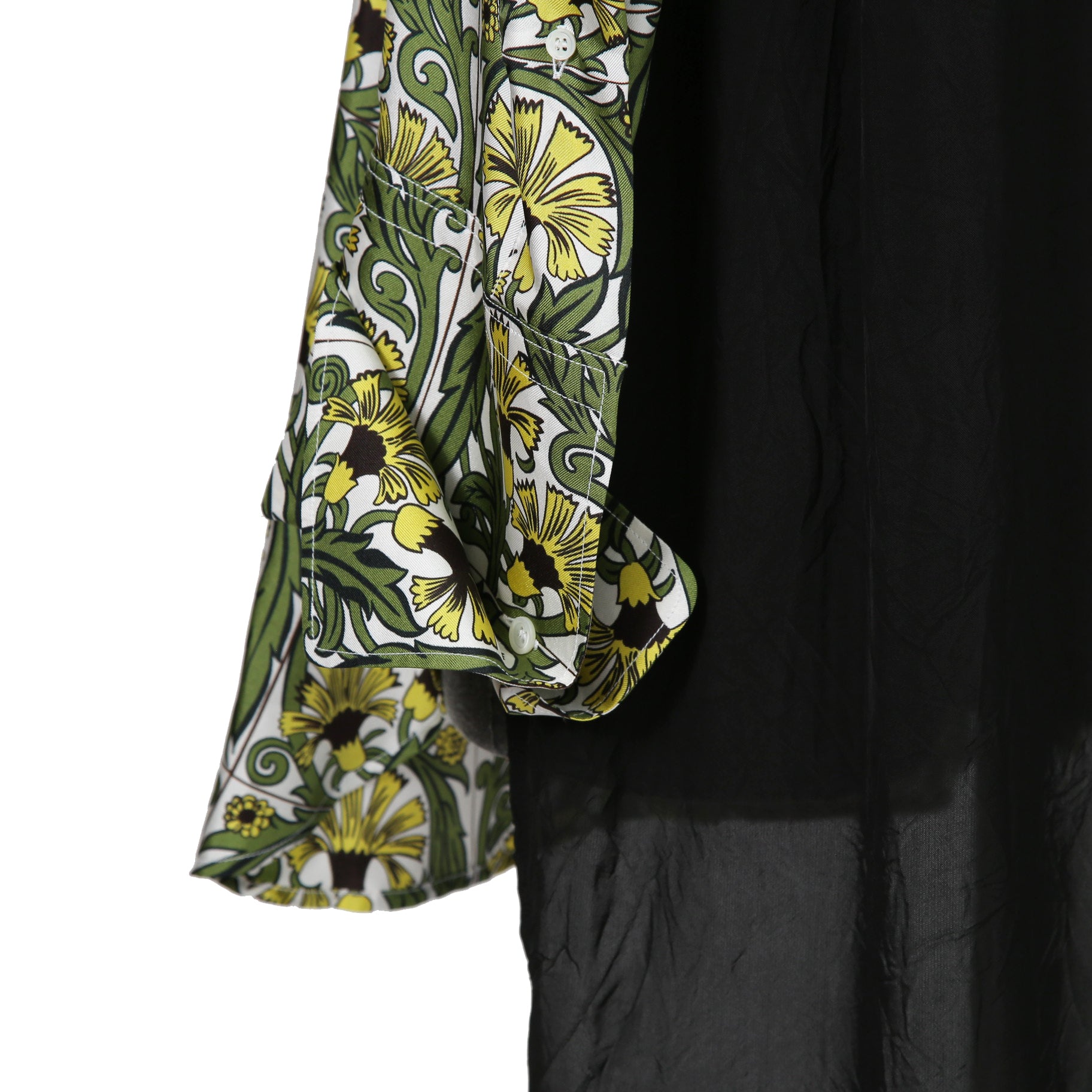 LOEWE x William De Morgan/ 2019 ロエベ x ウィリアム・ド・モーガン / イエローカーネーション プリント シルク 長袖シャツ / size M (YELLOW x GREEN)