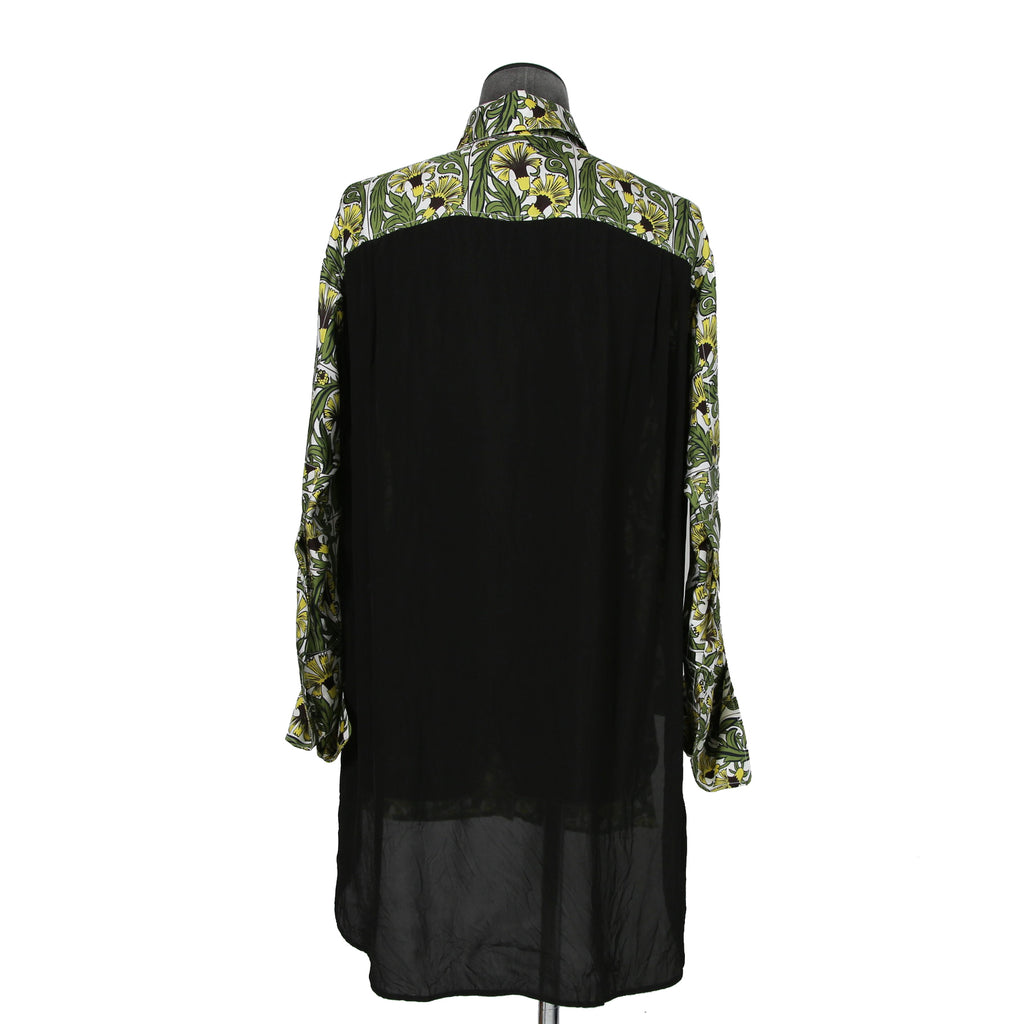 LOEWE x William De Morgan/ 2019 ロエベ x ウィリアム・ド・モーガン / イエローカーネーション プリント シルク 長袖シャツ / size M (YELLOW x GREEN)