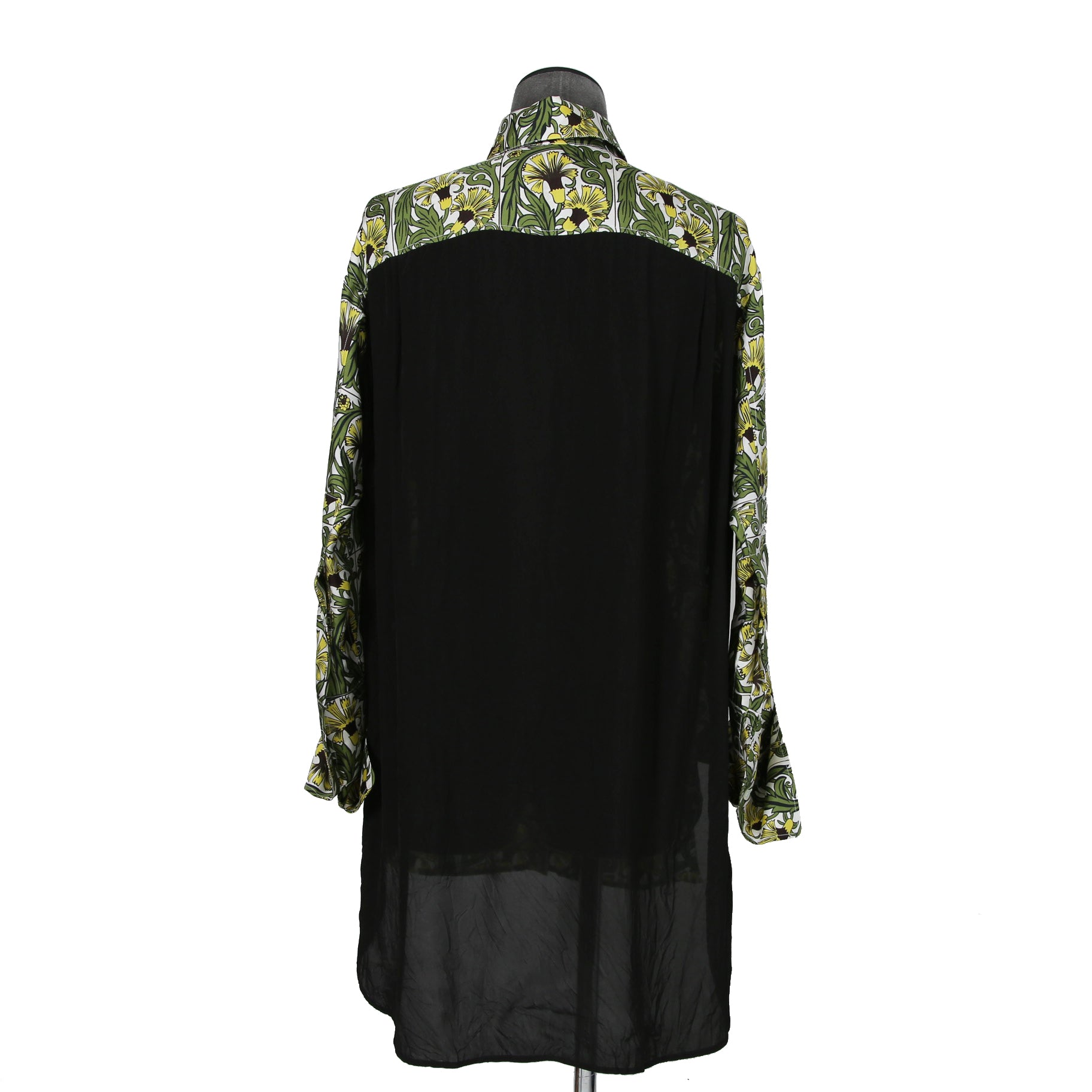 LOEWE x William De Morgan/ 2019 ロエベ x ウィリアム・ド・モーガン / イエローカーネーション プリント シルク 長袖シャツ / size M (YELLOW x GREEN)