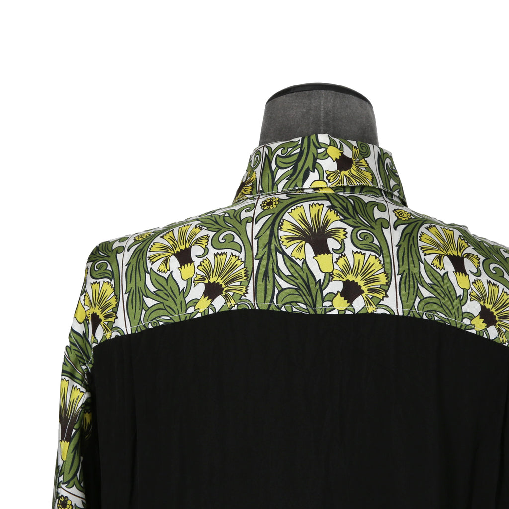 LOEWE x William De Morgan/ 2019 ロエベ x ウィリアム・ド・モーガン / イエローカーネーション プリント シルク 長袖シャツ / size M (YELLOW x GREEN)