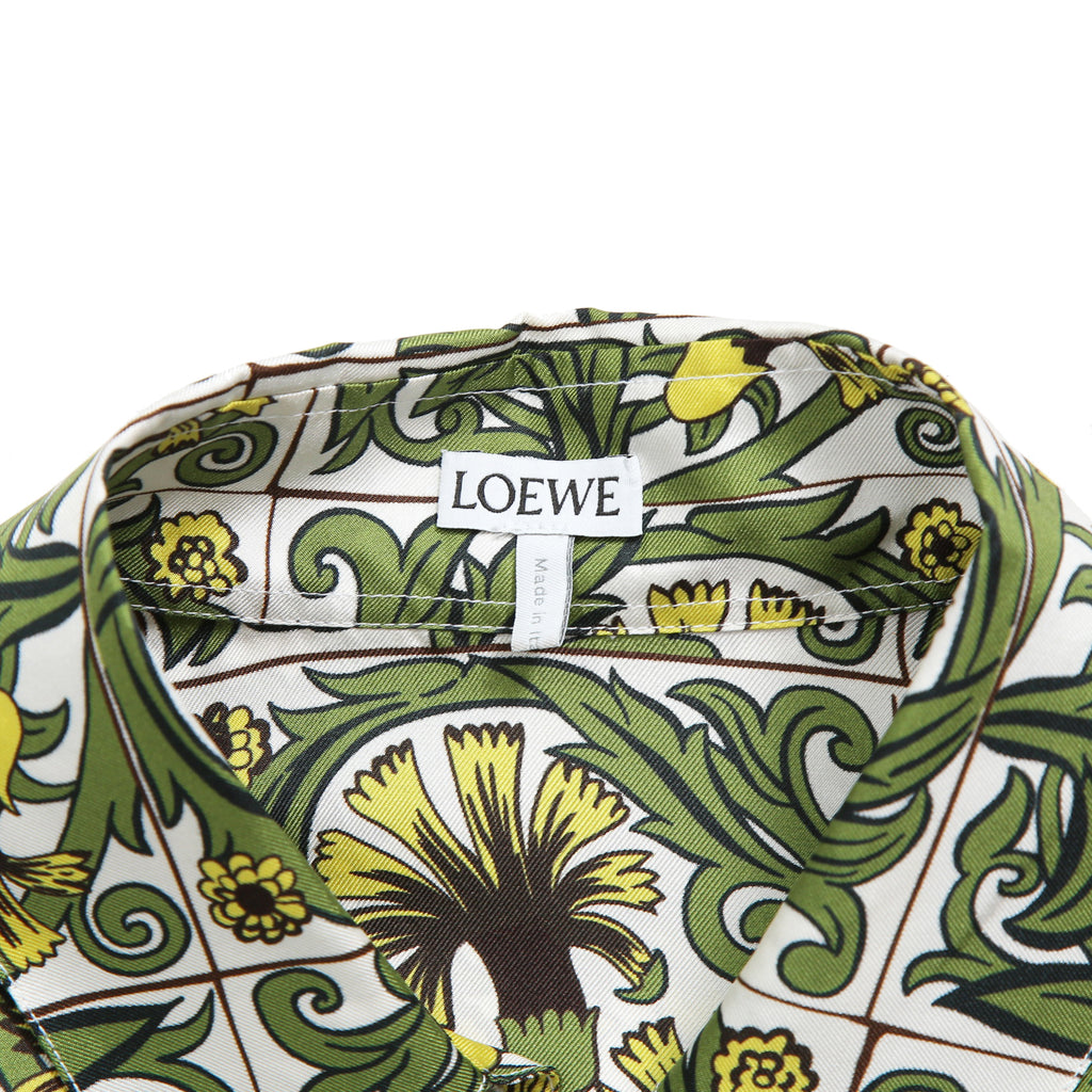 LOEWE x William De Morgan/ 2019 ロエベ x ウィリアム・ド・モーガン / イエローカーネーション プリント シルク 長袖シャツ / size M (YELLOW x GREEN)