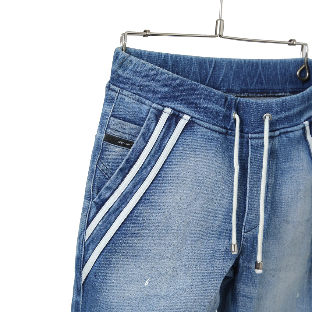 RESOUND CLOTHING リサウンドクロージング / 24SS 美品 EX denim jersey EDGE PT DIND デニム ジャージー エッジラインパンツ / RC32-ST-014D / size 1 (L.INDIGO)