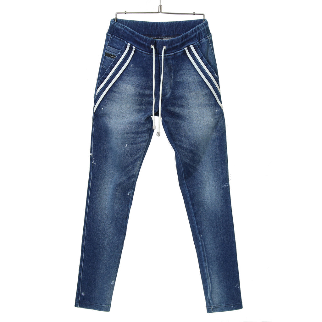 RESOUND CLOTHING リサウンドクロージング / 24SS 美品 EX denim jersey EDGE PT DIND デニム ジャージー エッジラインパンツ / RC32-ST-014D  / size 1 (INDIGO)