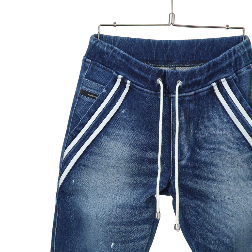 RESOUND CLOTHING リサウンドクロージング / 24SS 美品 EX denim jersey EDGE PT DIND デニム ジャージー エッジラインパンツ / RC32-ST-014D  / size 1 (INDIGO)