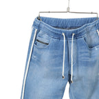 RESOUND CLOTHING リサウンドクロージング / 美品 EX denim jersey BLIND LINE PT/DIND サイドライン デニムジャージ パンツ スキニー / RC28-ST-008D / size 1 (INDIGO)