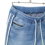 RESOUND CLOTHING リサウンドクロージング / 美品 EX denim jersey BLIND LINE PT/DIND サイドライン デニムジャージ パンツ スキニー / RC28-ST-008D / size 1 (INDIGO)