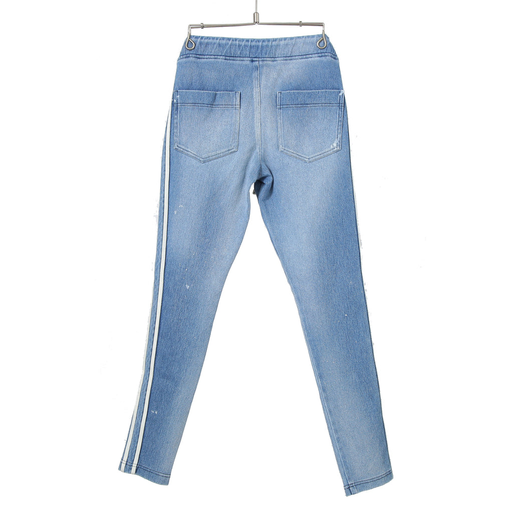 RESOUND CLOTHING リサウンドクロージング / 美品 EX denim jersey BLIND LINE PT/DIND サイドライン デニムジャージ パンツ スキニー / RC28-ST-008D / size 1 (INDIGO)