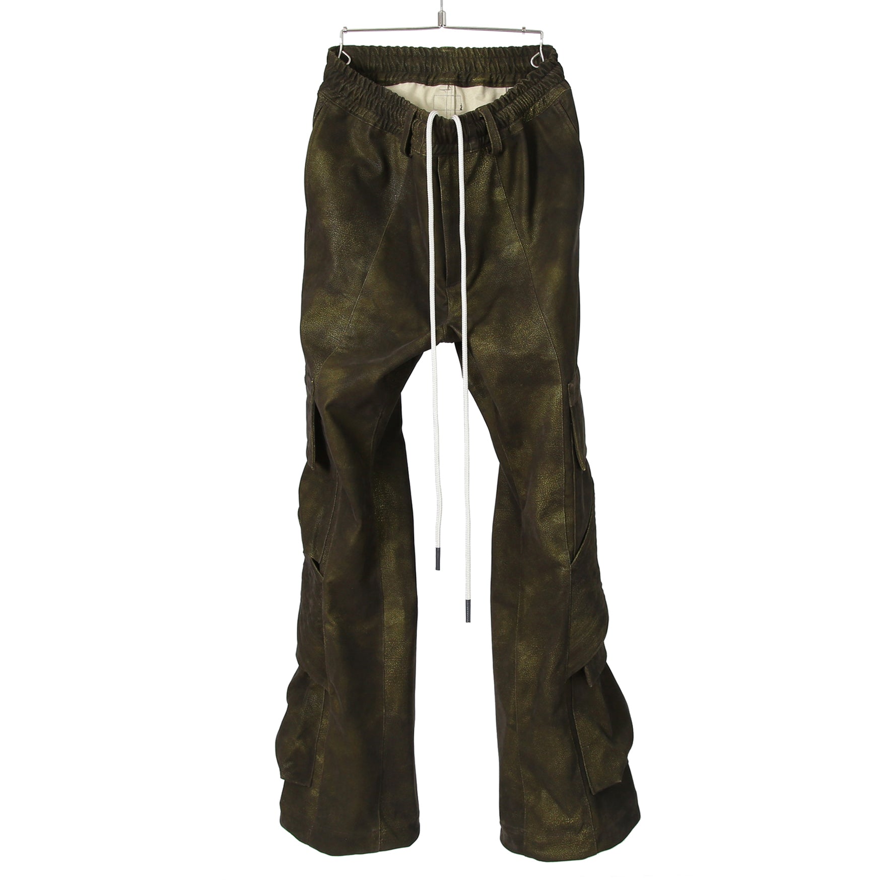 新作 A.F ARTEFACT アーティファクト / 25AW 未使用 Cargo Flare Baggy Pants / SHYNTHETIC LEATHER / size 1 (KHAKI)