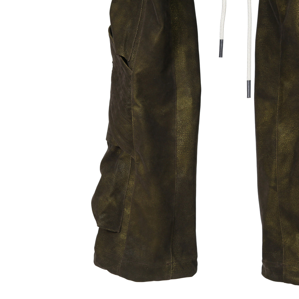 新作 A.F ARTEFACT アーティファクト / 25AW 未使用 Cargo Flare Baggy Pants / SHYNTHETIC LEATHER / size 1 (KHAKI)