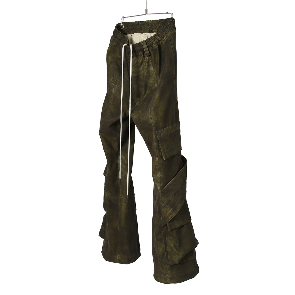 新作 A.F ARTEFACT アーティファクト / 25AW 未使用 Cargo Flare Baggy Pants / SHYNTHETIC LEATHER / size 1 (KHAKI)