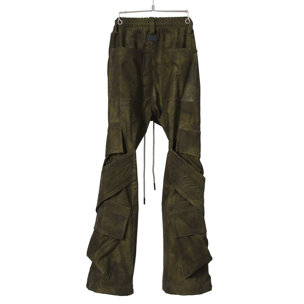 新作 A.F ARTEFACT アーティファクト / 25AW 未使用 Cargo Flare Baggy Pants / SHYNTHETIC LEATHER / size 1 (KHAKI)