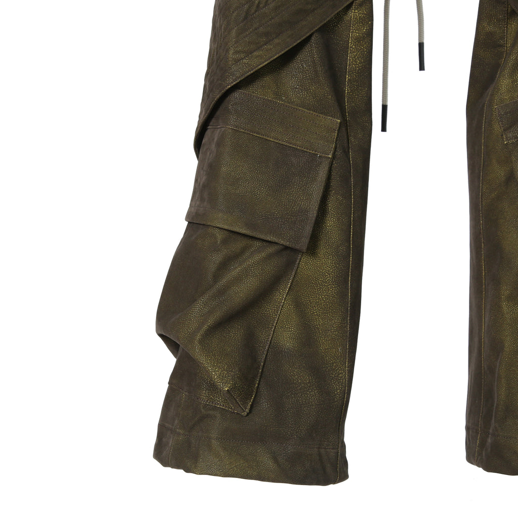 新作 A.F ARTEFACT アーティファクト / 25AW 未使用 Cargo Flare Baggy Pants / SHYNTHETIC LEATHER / size 1 (KHAKI)
