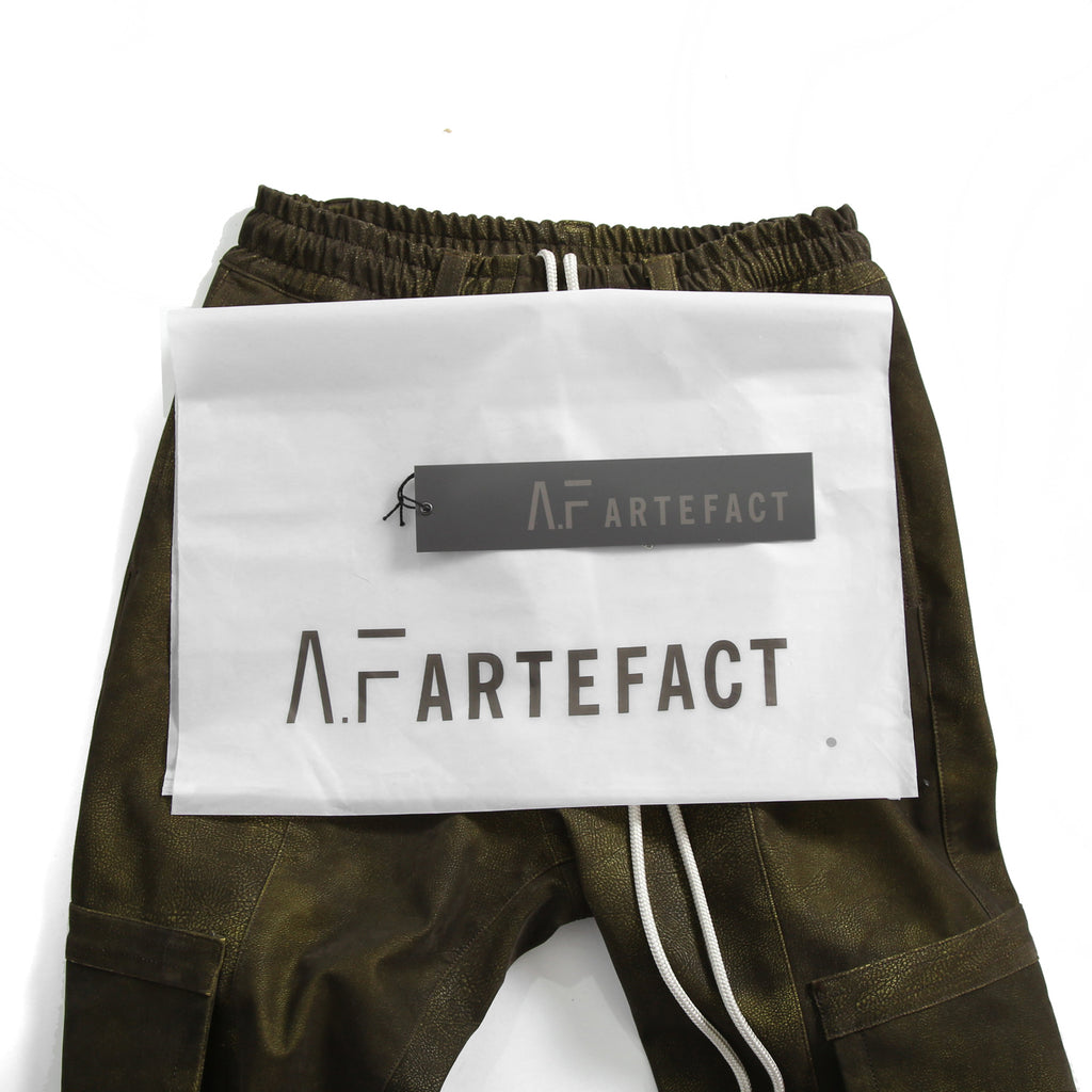 新作 A.F ARTEFACT アーティファクト / 25AW 未使用 Cargo Flare Baggy Pants / SHYNTHETIC LEATHER / size 1 (KHAKI)