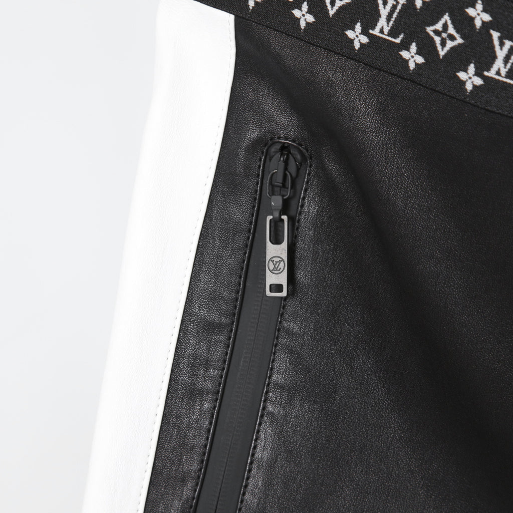 LOUIS VUITTON ルイヴィトン / 21SS グラフィック レザー レギンス  / ストレッチ ラムスキン コットン モノグラム / 1ABSZ3 / size 38 (BLACK x WHITE)