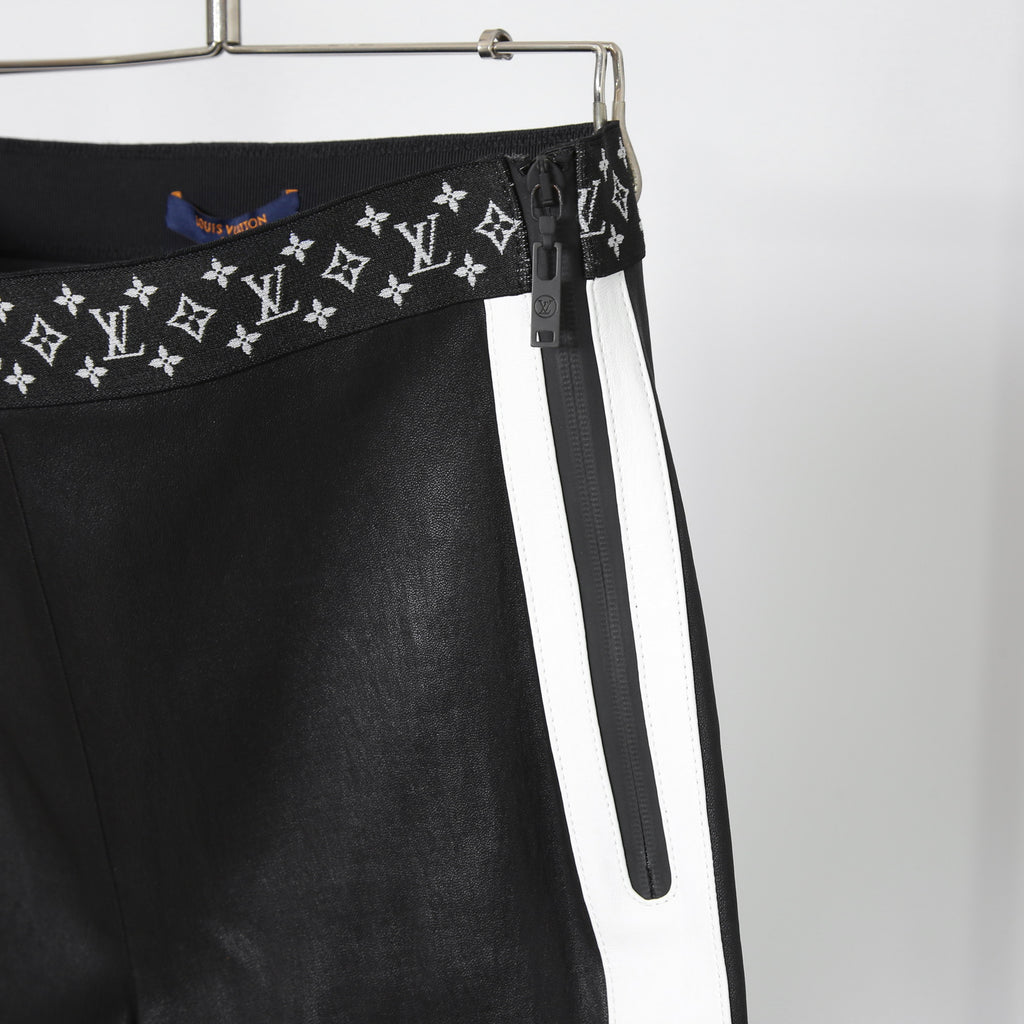 LOUIS VUITTON ルイヴィトン / 21SS グラフィック レザー レギンス  / ストレッチ ラムスキン コットン モノグラム / 1ABSZ3 / size 38 (BLACK x WHITE)