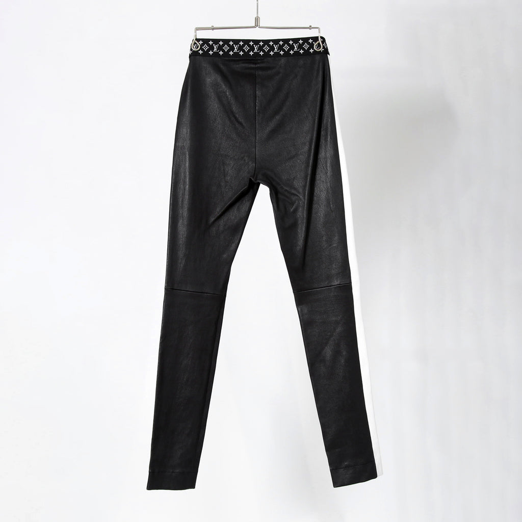LOUIS VUITTON ルイヴィトン / 21SS グラフィック レザー レギンス  / ストレッチ ラムスキン コットン モノグラム / 1ABSZ3 / size 38 (BLACK x WHITE)