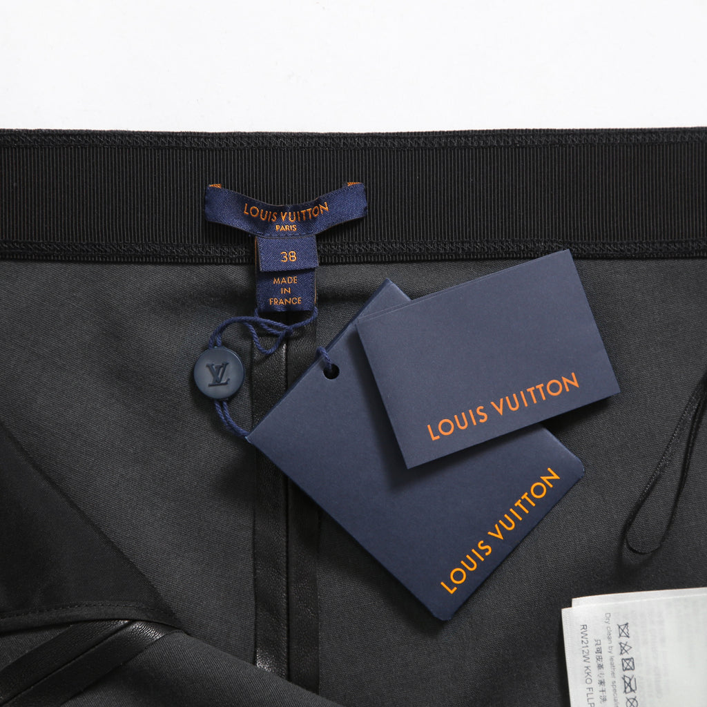 LOUIS VUITTON ルイヴィトン / 21SS グラフィック レザー レギンス  / ストレッチ ラムスキン コットン モノグラム / 1ABSZ3 / size 38 (BLACK x WHITE)