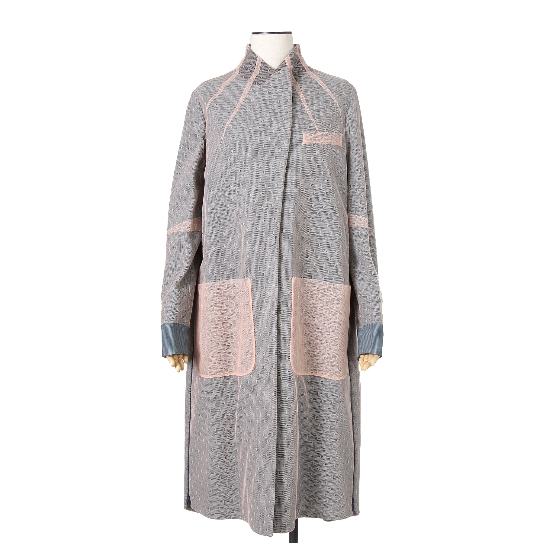 FENDI フェンディ / 美品 23年リゾートコレクション / チュール ロングコート/ FF8954 AM39 / size 40 (PINK x BLUE)