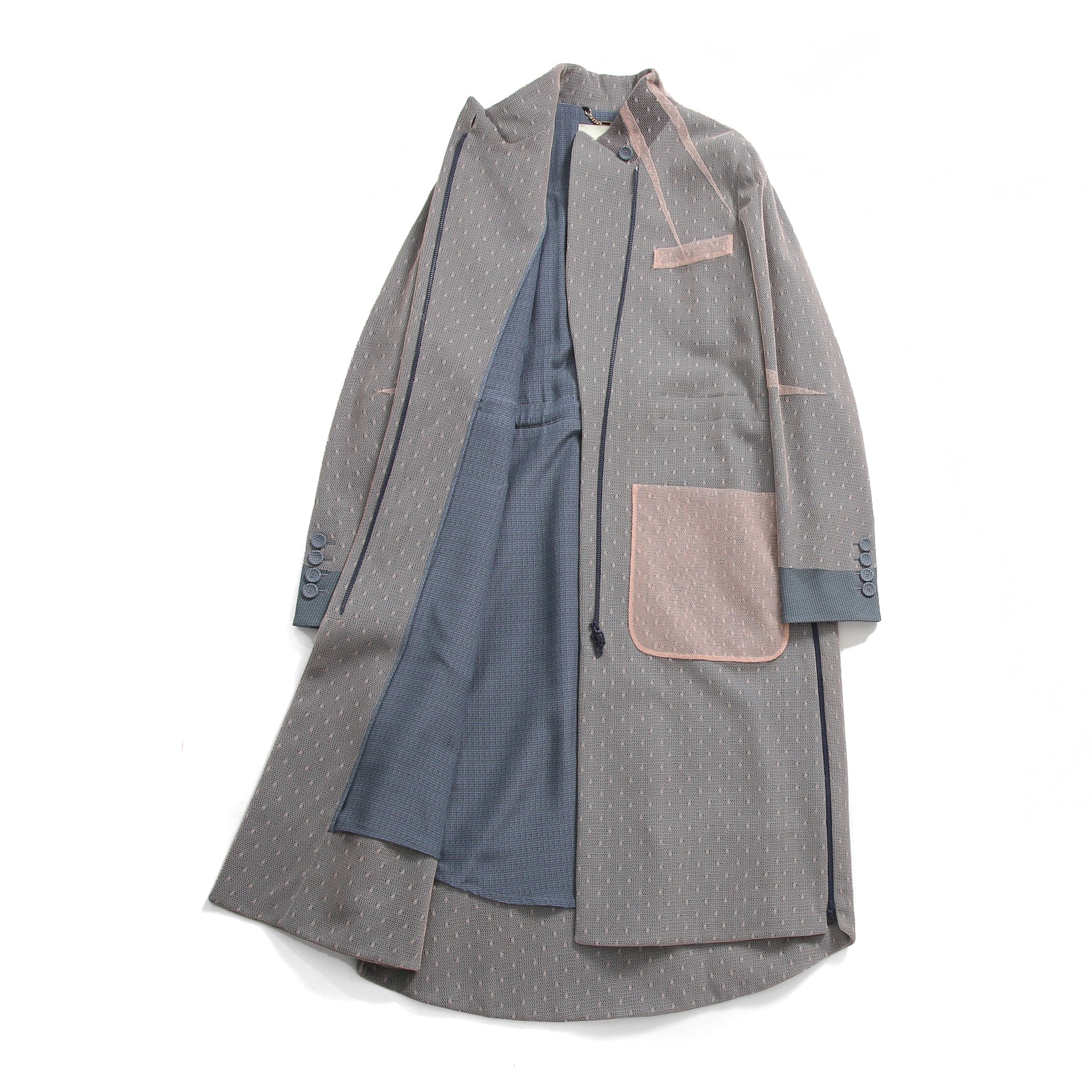 FENDI フェンディ / 美品 23年リゾートコレクション / チュール ロングコート/ FF8954 AM39 / size 40 (PINK x BLUE)