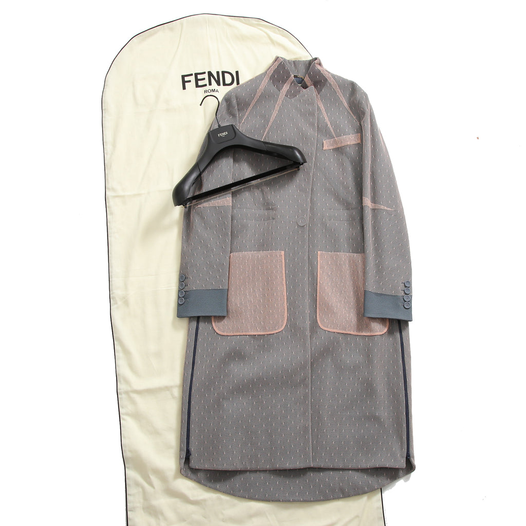 FENDI フェンディ / 美品 23年リゾートコレクション / チュール ロングコート/ FF8954 AM39 / size 40 (PINK x BLUE)