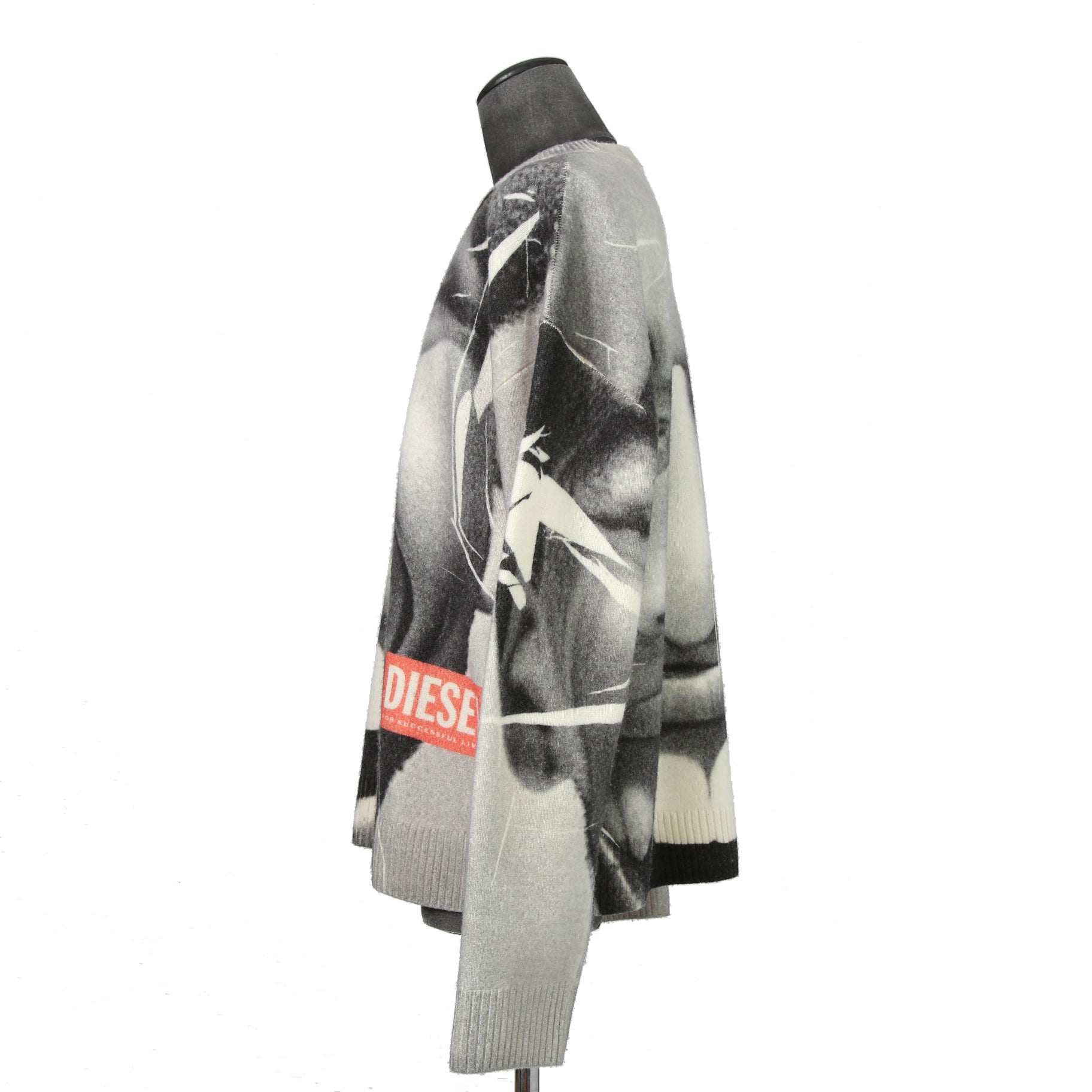 DISEL ディーゼル / 23AW 美品 K-VICTORY “SMILY FACE”転写 クルーネック セーター ニット A13359 / size L (WHITE)