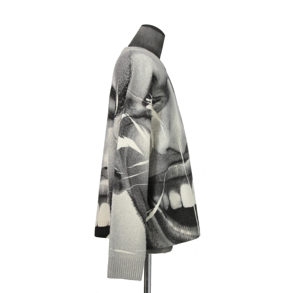 DISEL ディーゼル / 23AW 美品 K-VICTORY “SMILY FACE”転写 クルーネック セーター ニット A13359 / size L (WHITE)