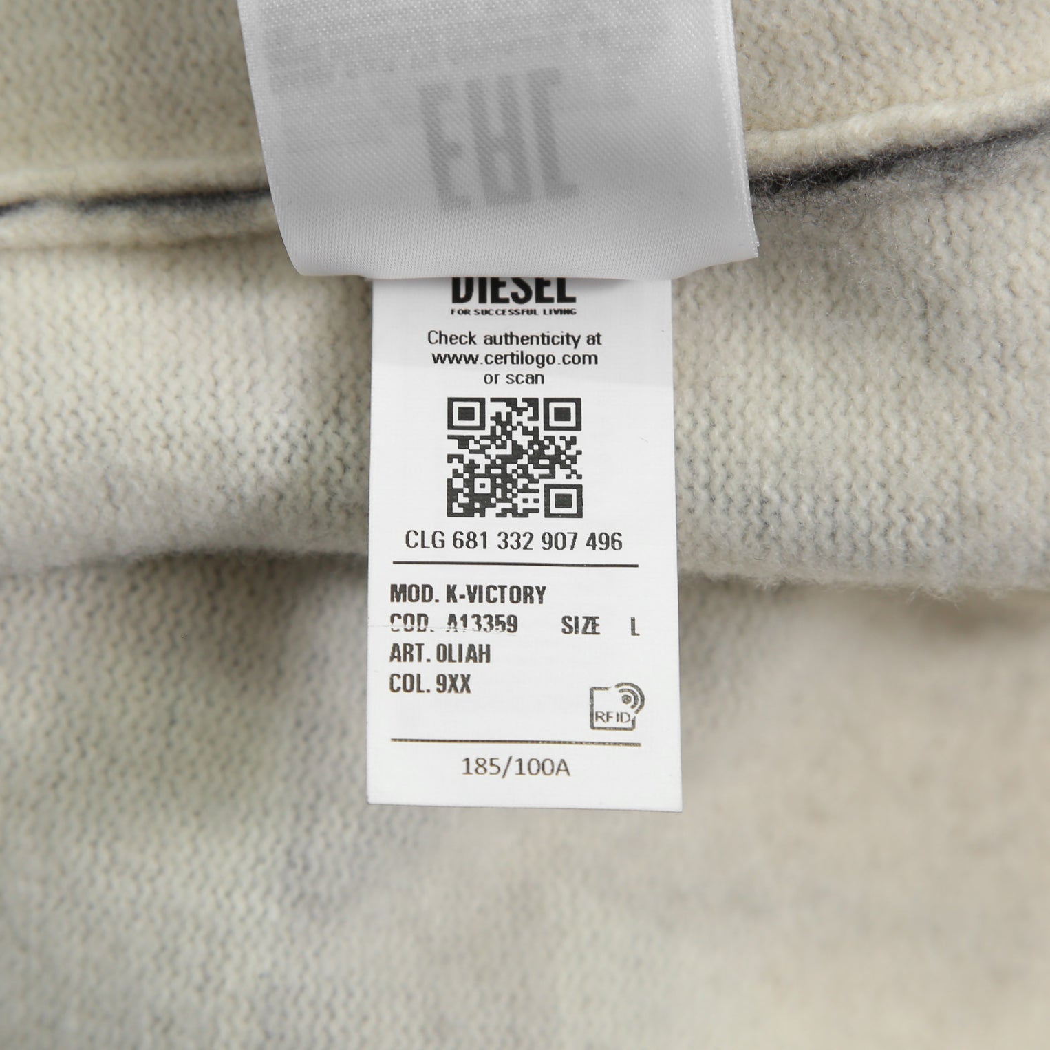 DISEL ディーゼル / 23AW 美品 K-VICTORY “SMILY FACE”転写 クルーネック セーター ニット A13359 / size L (WHITE)