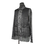 DISEL ディーゼル / 22AW 美品 S-GILLIAM-VEST デニムプリント サテン長袖シャツ  A055900KFAS / size L (GRAY)