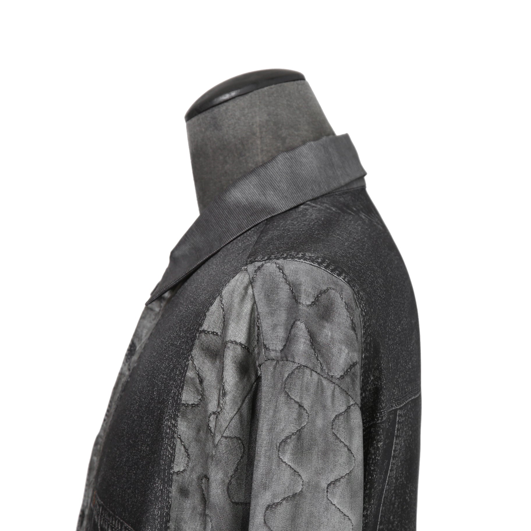 DISEL ディーゼル / 22AW 美品 S-GILLIAM-VEST デニムプリント サテン長袖シャツ  A055900KFAS / size L (GRAY)