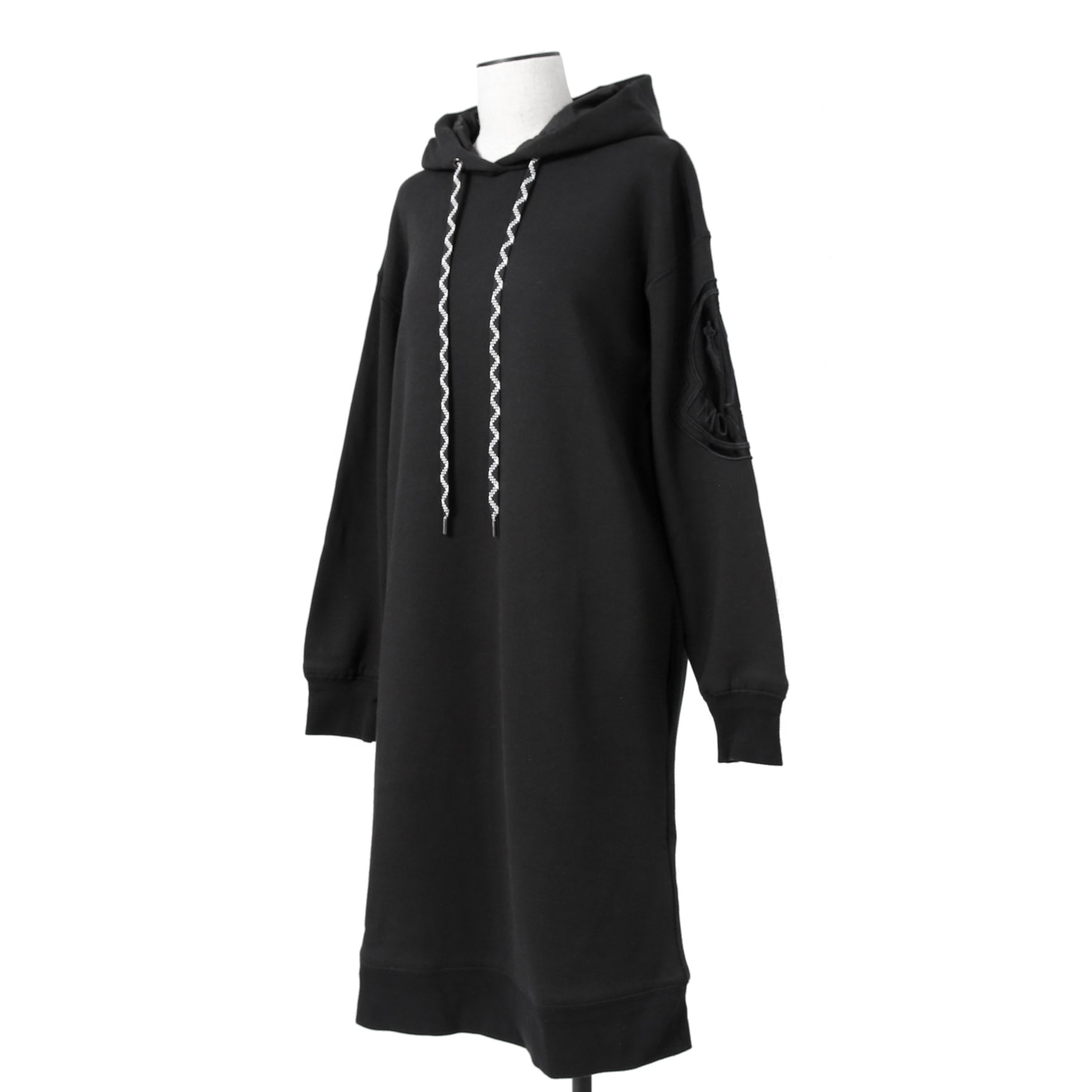 MONCLER モンクレール / 美品 ロゴ ビッグワッペン パーカー ワンピース / size S (BLACK) レディース