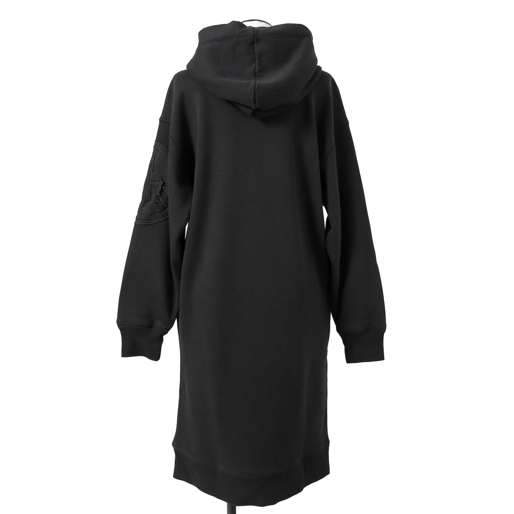 MONCLER モンクレール / 美品 ロゴ ビッグワッペン パーカー ワンピース / size S (BLACK) レディース