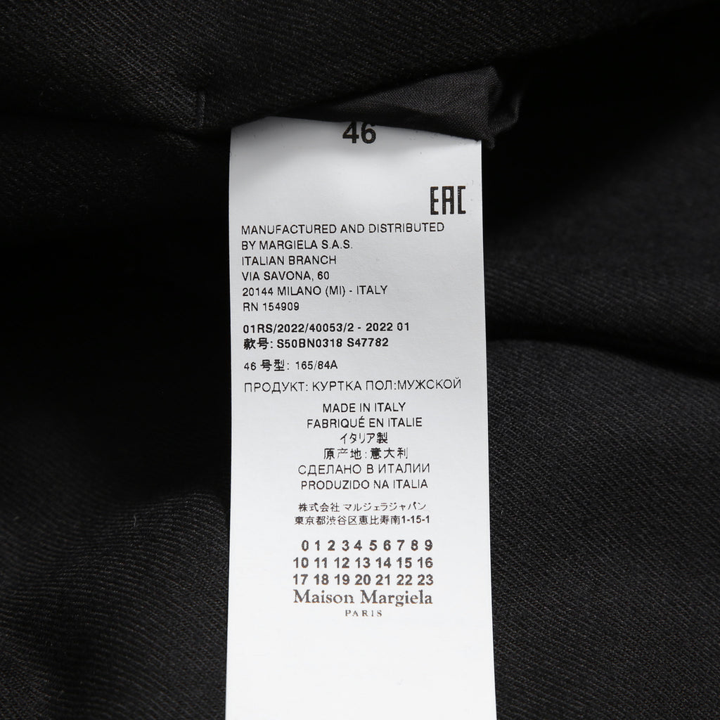 Maison Margiela 10 メゾン マルジェラ / 美品 2022SS ノーカラー ジャケット / ラペルレス / size 46 (BLACK)