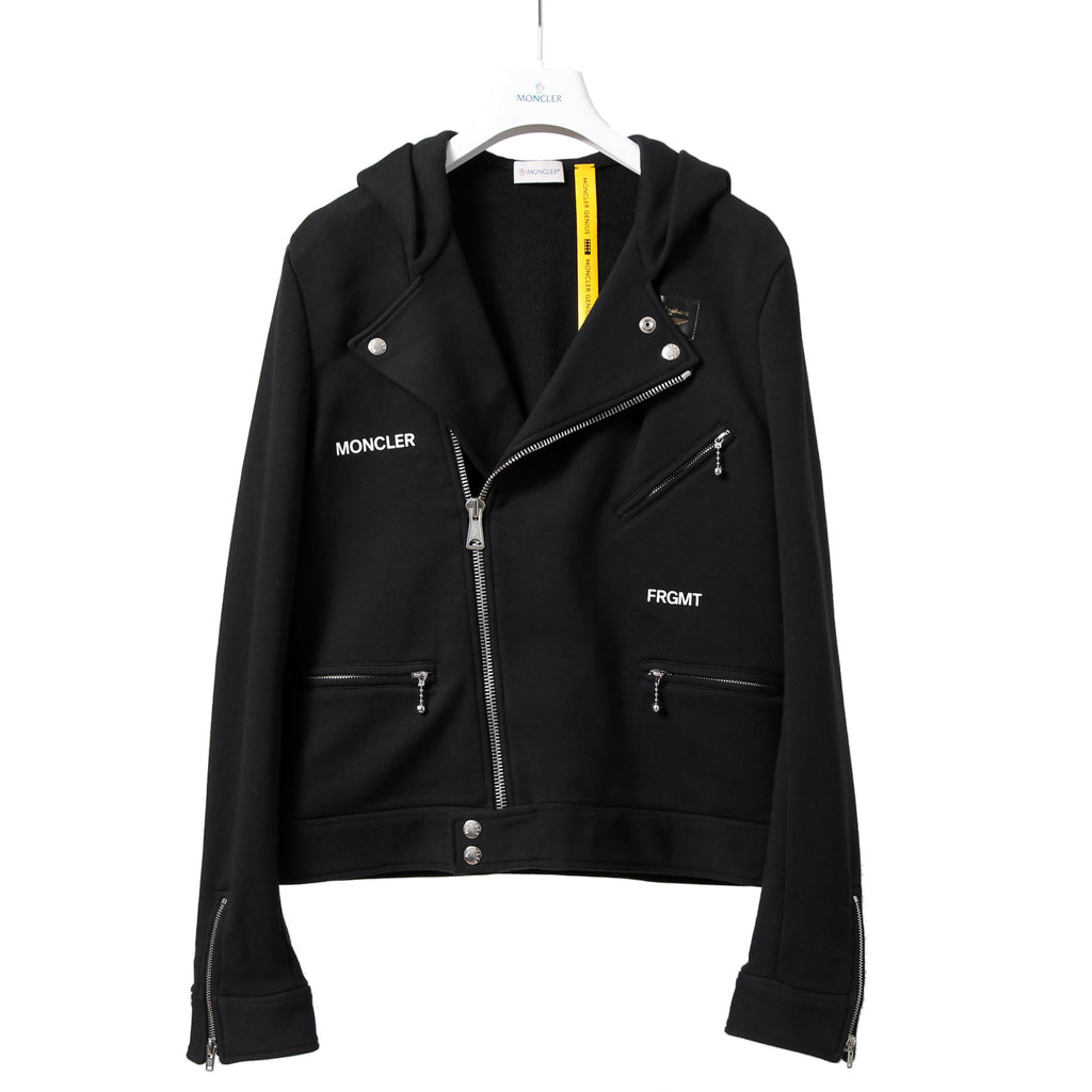 MONCLER モンクレール / FRAGMENT DESIGN フラグメント × ルイスレザー / 21AW 美品 サイクロン ダブル ライダース パーカー / ジャケット / size S (BLACK)