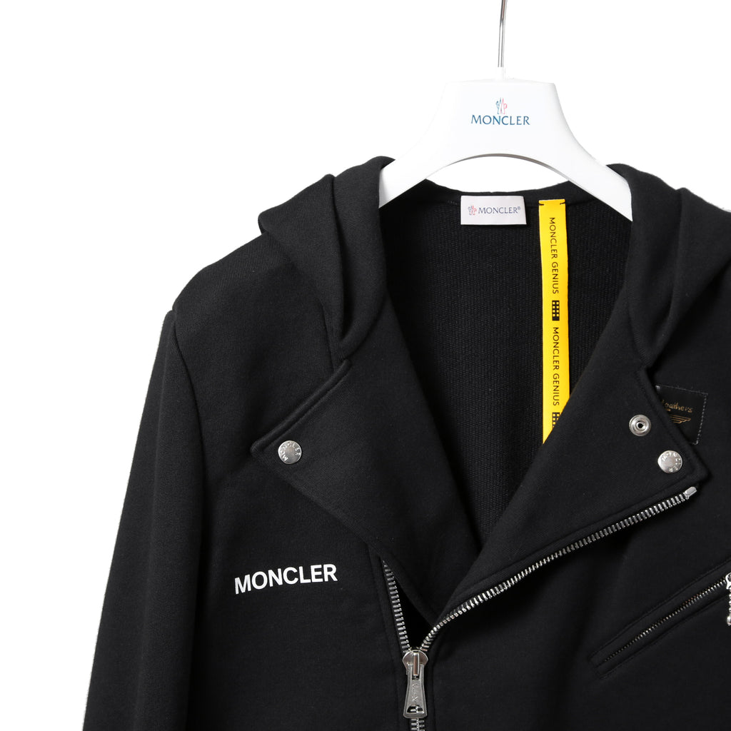 MONCLER モンクレール / FRAGMENT DESIGN フラグメント × ルイスレザー / 21AW 美品 サイクロン ダブル ライダース パーカー / ジャケット / size S (BLACK)